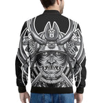 Silver Samurai Mask Print Men's Bomber Jacket