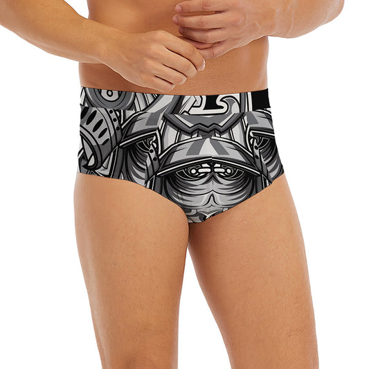 Silver Samurai Mask Print Men's Briefs