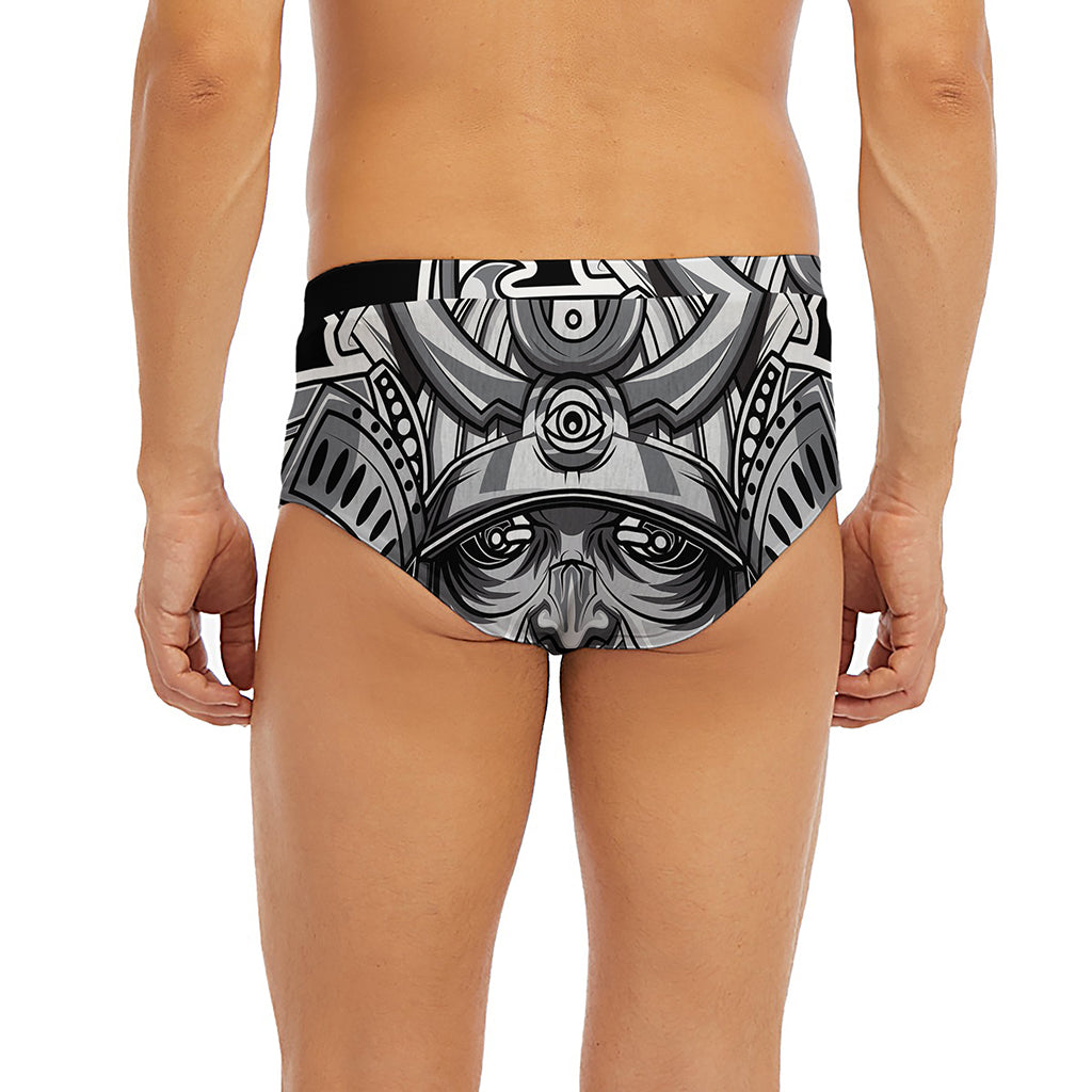 Silver Samurai Mask Print Men's Briefs