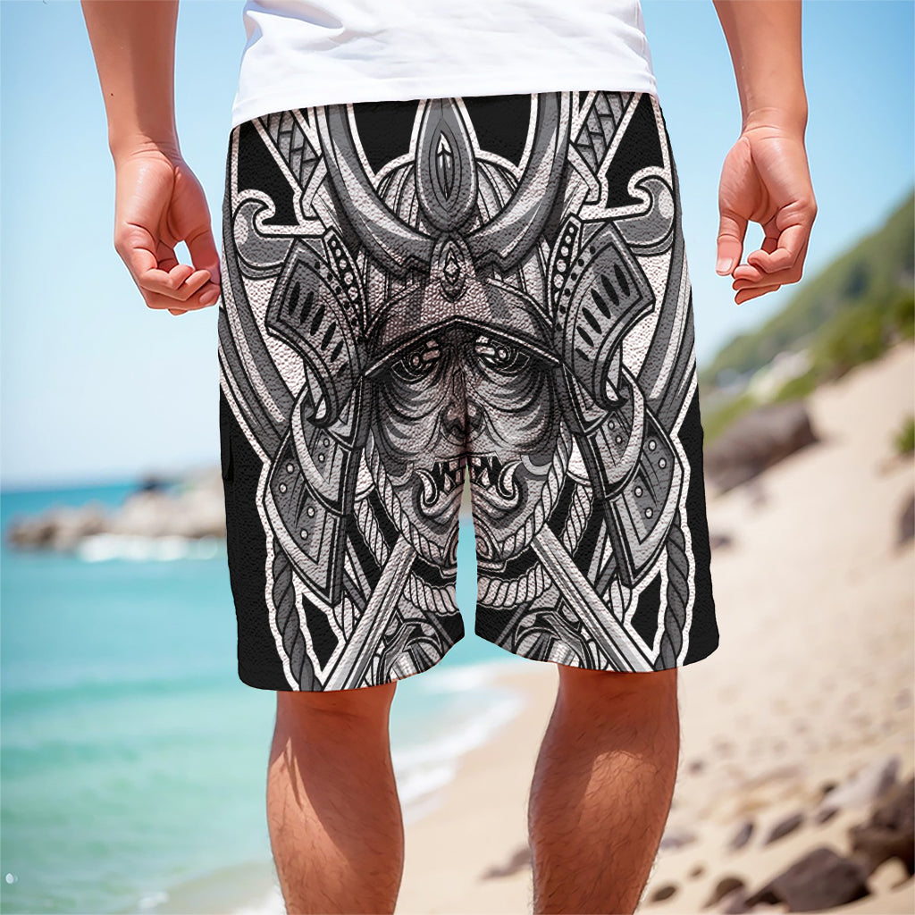Silver Samurai Mask Print Men's Cargo Shorts