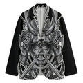 Silver Samurai Mask Print Men's Cotton Blazer