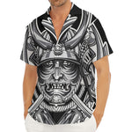 Silver Samurai Mask Print Men's Deep V-Neck Shirt