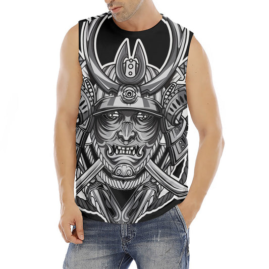 Silver Samurai Mask Print Men's Fitness Tank Top