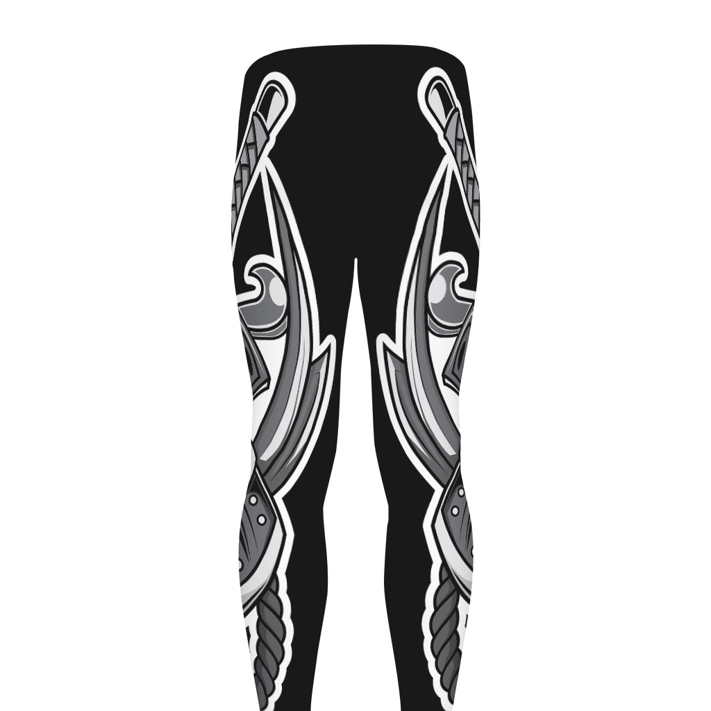 Silver Samurai Mask Print Men's leggings