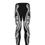 Silver Samurai Mask Print Men's leggings