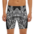 Silver Samurai Mask Print Men's Long Boxer Briefs