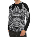 Silver Samurai Mask Print Men's Long Sleeve Rash Guard