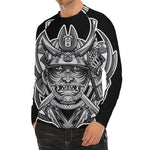 Silver Samurai Mask Print Men's Long Sleeve Rash Guard
