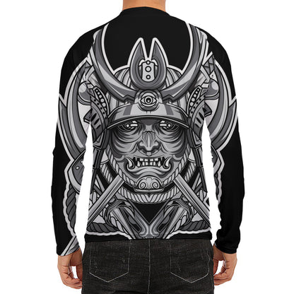 Silver Samurai Mask Print Men's Long Sleeve Rash Guard
