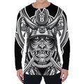 Silver Samurai Mask Print Men's Long Sleeve T-Shirt
