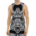 Silver Samurai Mask Print Men's Muscle Tank Top