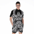 Silver Samurai Mask Print Men's Romper