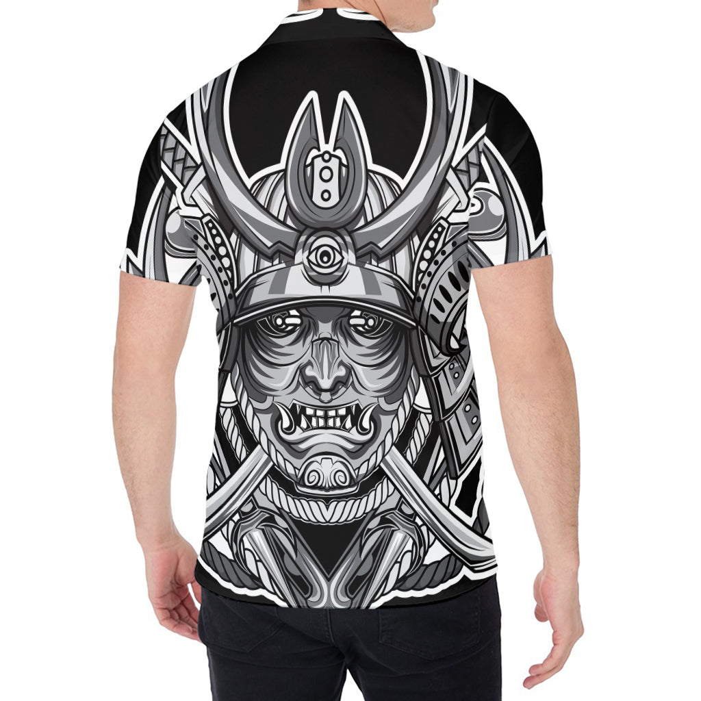 Silver Samurai Mask Print Men's Shirt
