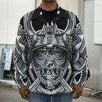 Silver Samurai Mask Print Men's Shirt Jacket