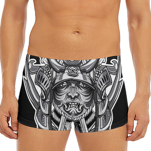Silver Samurai Mask Print Men's Short Boxer Briefs