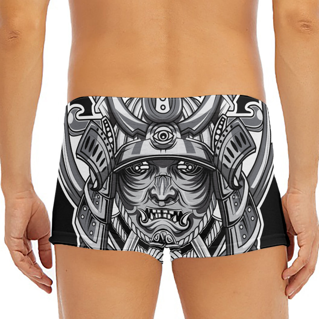 Silver Samurai Mask Print Men's Short Boxer Briefs