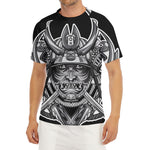Silver Samurai Mask Print Men's Short Sleeve Rash Guard