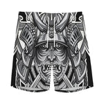Silver Samurai Mask Print Men's Sports Shorts