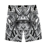 Silver Samurai Mask Print Men's Sports Shorts