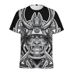 Silver Samurai Mask Print Men's Sports T-Shirt