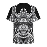 Silver Samurai Mask Print Men's Sports T-Shirt