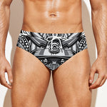 Silver Samurai Mask Print Men's Swim Briefs