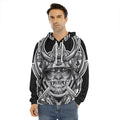 Silver Samurai Mask Print Men's Velvet Pullover Hoodie