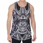 Silver Samurai Mask Print Men's Velvet Tank Top