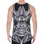 Silver Samurai Mask Print Men's Velvet Tank Top
