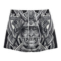 Silver Samurai Mask Print Mesh Shorts