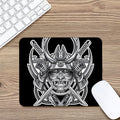 Silver Samurai Mask Print Mouse Pad