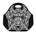 Silver Samurai Mask Print Neoprene Lunch Bag