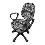 Silver Samurai Mask Print Office Chair Cover