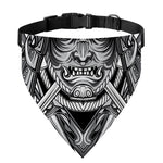 Silver Samurai Mask Print Over The Collar Dog Bandana