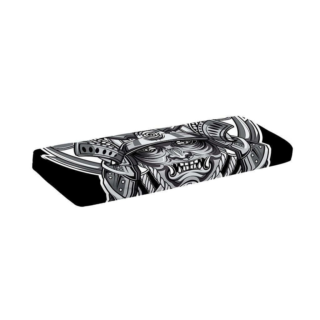 Silver Samurai Mask Print Piano Keyboard Cover