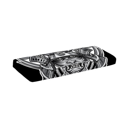Silver Samurai Mask Print Piano Keyboard Cover