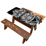 Silver Samurai Mask Print Picnic Table Cover