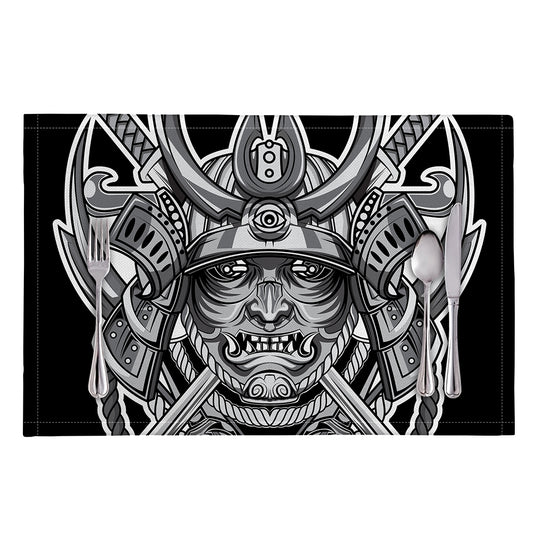 Silver Samurai Mask Print Placemat
