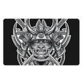 Silver Samurai Mask Print Polyester Doormat