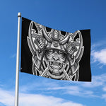 Silver Samurai Mask Print Polyester Flag