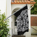 Silver Samurai Mask Print Polyester Flag