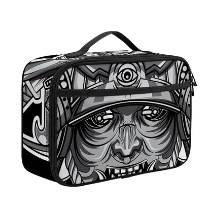 Silver Samurai Mask Print Portable Lunch Bag