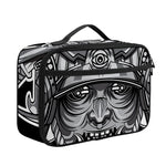 Silver Samurai Mask Print Portable Lunch Bag
