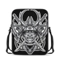 Silver Samurai Mask Print Rectangular Crossbody Bag