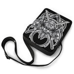 Silver Samurai Mask Print Rectangular Crossbody Bag