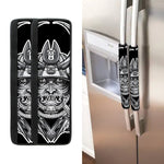 Silver Samurai Mask Print Refrigerator Handle Covers