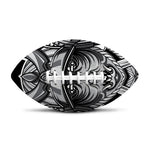 Silver Samurai Mask Print Rugby Ball