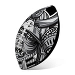 Silver Samurai Mask Print Rugby Ball