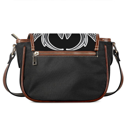 Silver Samurai Mask Print Saddle Bag