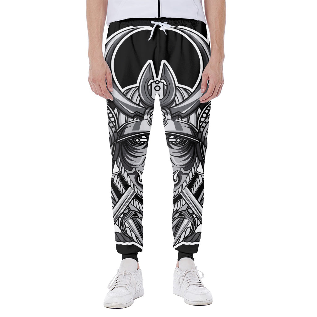 Silver Samurai Mask Print Scuba Joggers